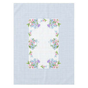 Vintage floral, chequered &dots tablecloth 52"x70"