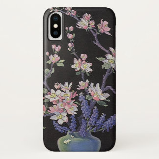 Vintage Floral, Cherry Blossoms Flowers in a Vase iPhone X Case
