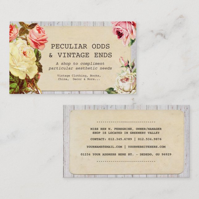 Vintage Floral Chic Business Card (Front/Back)