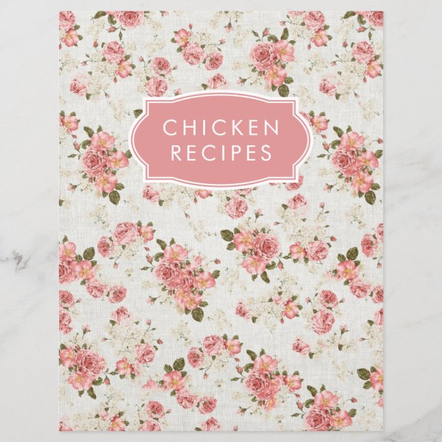 Vintage Floral Chicken Recipe Divider (Front)