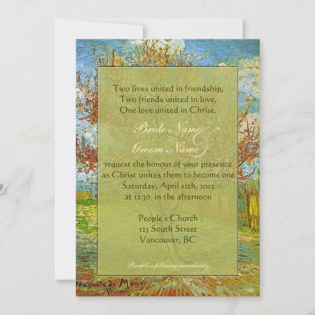 Vintage floral Christian wedding invitations. Invitation (Front)