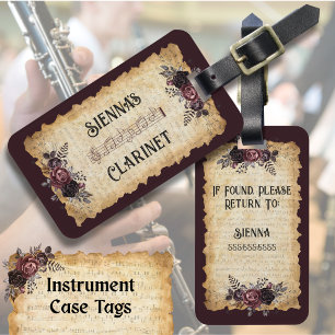 Vintage Floral Clarinet Instrument Case Tag