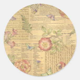 Vintage Floral Classic Round Sticker