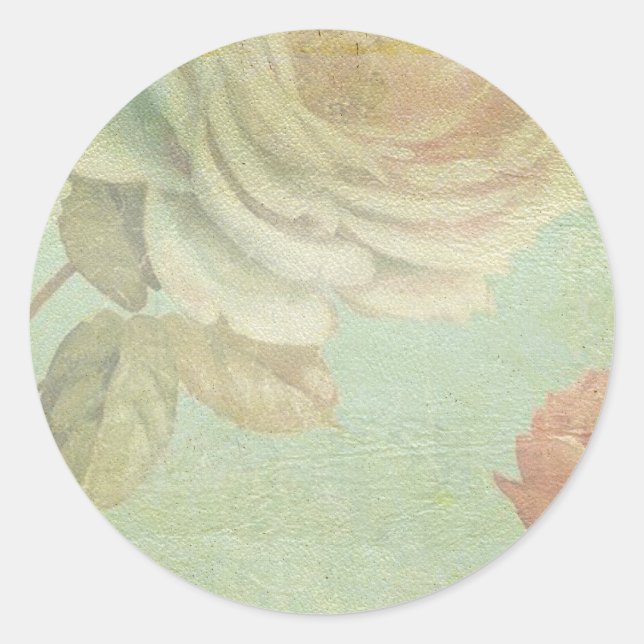 vintage floral classic round sticker (Front)