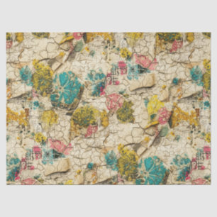 Vintage Floral Collage with Aged Paper Texture