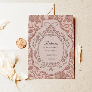 Vintage Floral Coquette Adult Birthday Invitation