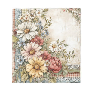 Vintage Floral Cottage Farmhouse Stationery Notepad