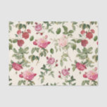 Vintage Floral Cream Pink Rose  Tissue Paper<br><div class="desc">A gorgeous vintage floral pink rose design. This elegant and delicate design features pink roses with green leaves on a soft cream background.</div>
