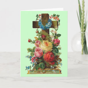 Vintage Floral Cross Card
