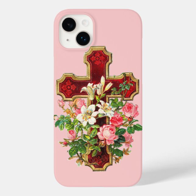 Vintage Floral Cross Case-Mate iPhone Case (Back)