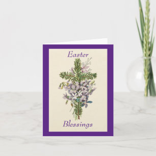 Vintage Floral Cross Holiday Card