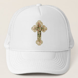Vintage Floral Cross Trucker Hat