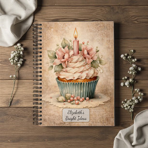 Vintage Floral Cupcake Notebook