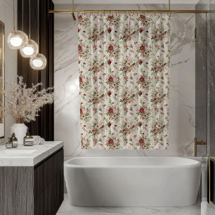 Vintage Floral Curtain Soft Pastel Bathroom Style