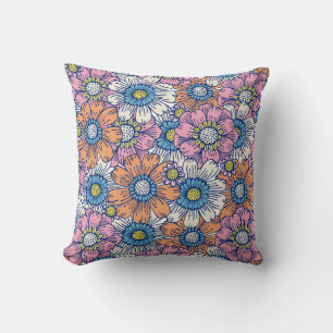 Vintage Floral Cushion 60s-70s Style - Printing
