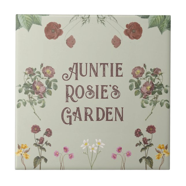 Vintage Floral Custom Display Garden Ceramic Tile (Front)