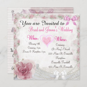 Vintage floral Customised Wedding Invitation