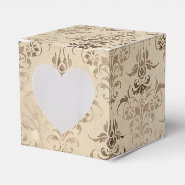 Vintage Floral Damask Favour Box (Front Side)