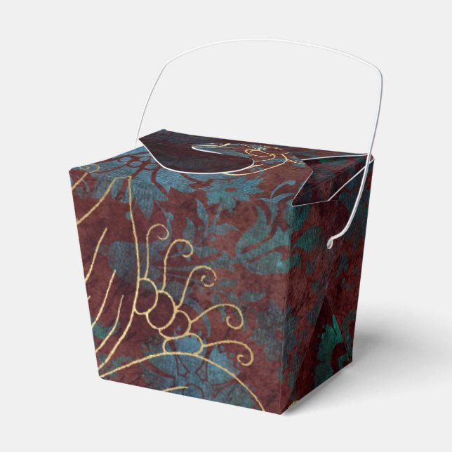 Vintage Floral Damask Favour Box (Front Side)