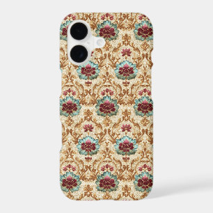 Vintage Floral Damask in Turquoise and Burgundy