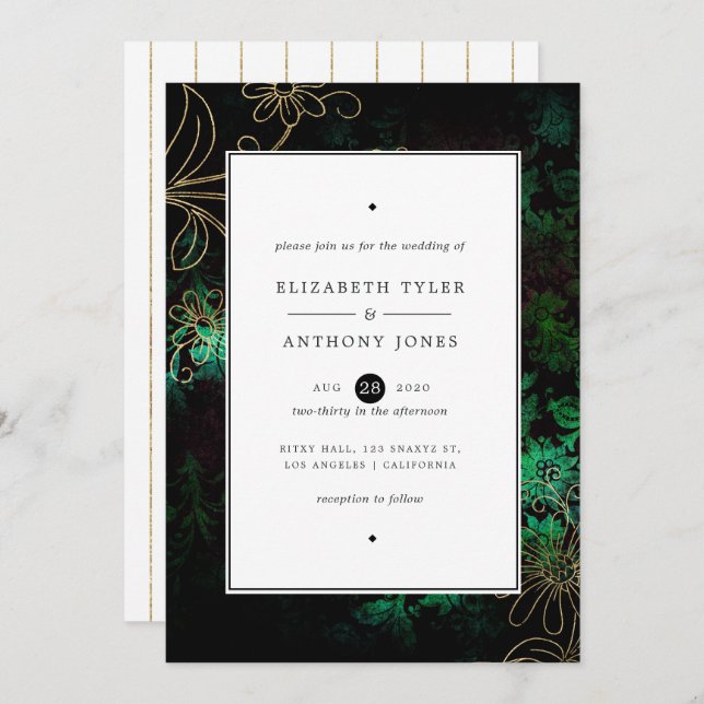 Vintage Floral Damask Invitation (Front/Back)