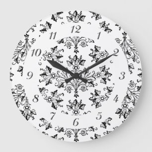Vintage Floral Damask Pattern With Numbers Clock