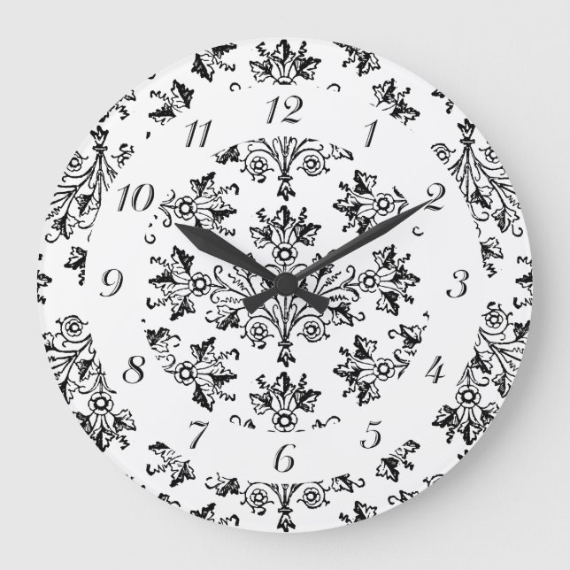 Vintage Floral Damask Pattern With Numbers Clock (Front)