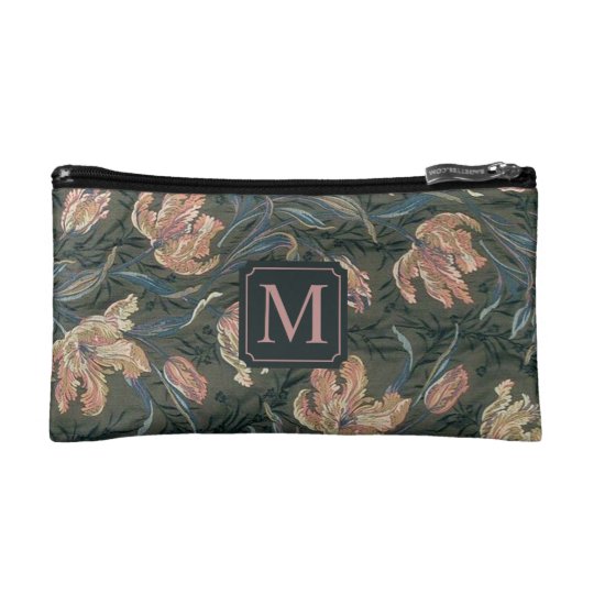Vintage Floral Design Monogram | Cosmetic Bag