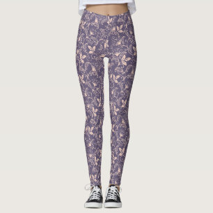 Vintage Floral Design with Swirling Vines Leggings