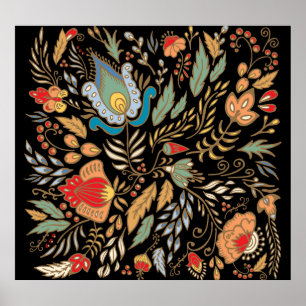 Vintage Floral Doodle: Oriental Design. Poster