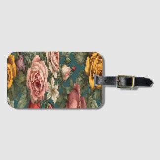 Vintage floral dress luggage tag