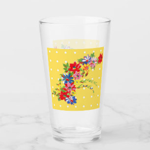 Vintage Floral Drinking Glass