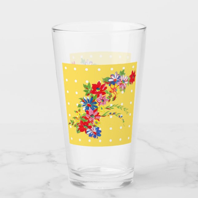 Vintage Floral Drinking Glass (Front)