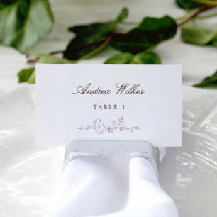 Vintage Floral Dust Rose Pink Wedding Escort Cards