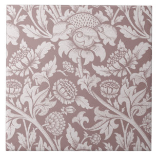 Vintage floral dusty rose pink ceramic tile