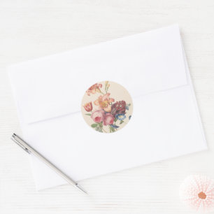 Vintage Floral Dutch Fine Art Watercolor Bouquet  Classic Round Sticker