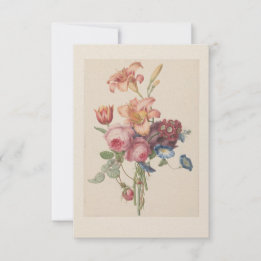 Vintage Floral Dutch Fine Art Watercolor Bouquet Thank You Card