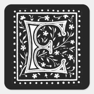 Vintage Floral 'E' Monogram - Sticker