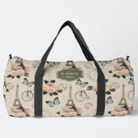 Vintage Floral Eiffel Towel Paris Travel Custom