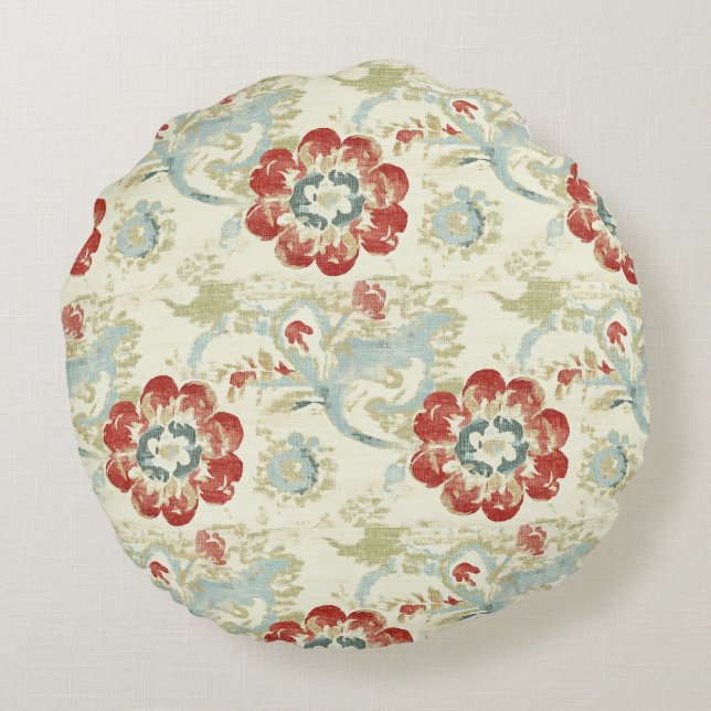 Vintage Floral Elegance Round Cushion (Back)