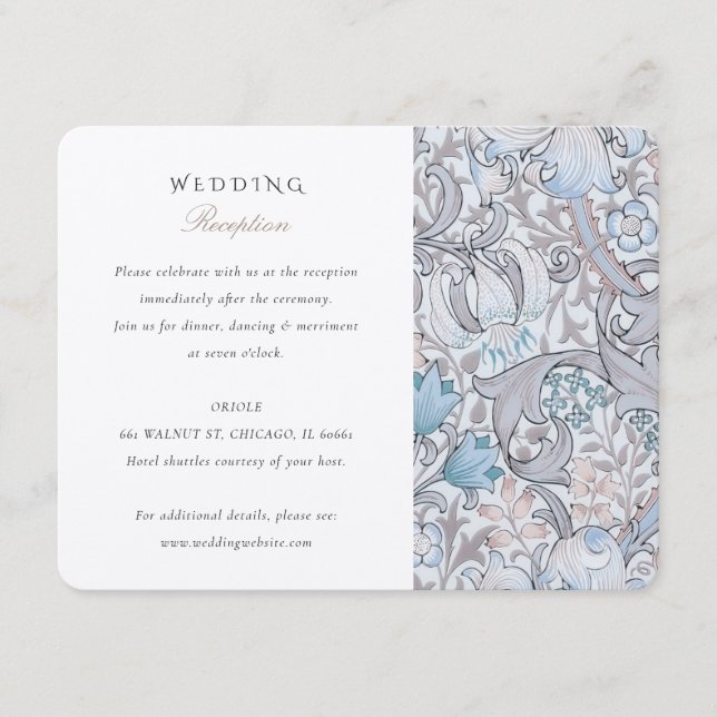 Vintage Floral Elegance Wedding Reception Card (Front)