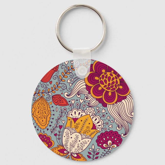 Vintage Floral Elegant Background Key Ring (Front)