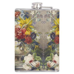 Vintage Floral Elegant Botanical Garden Painting Hip Flask