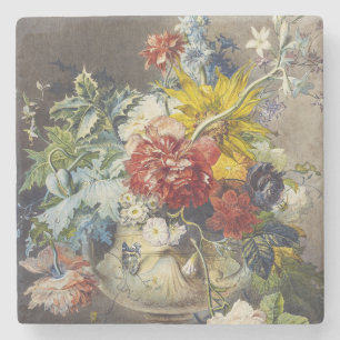 Vintage Floral Elegant Botanical Garden Painting Stone Coaster
