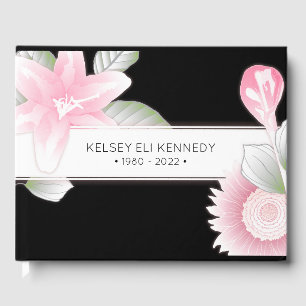 vintage floral elegant funeral guest book