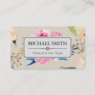 Vintage Floral Elegant Modern Bone Colour Business Card
