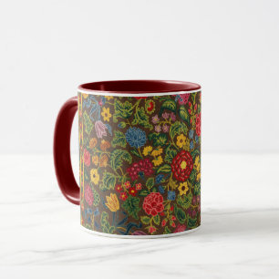 Vintage floral embroidered carpet, Vivid colours Mug