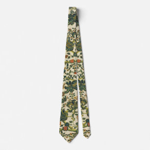 Vintage Floral Embroidery Print Tie