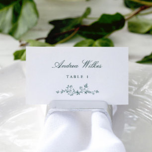 Vintage Floral Emerald Green Wedding Escort Cards