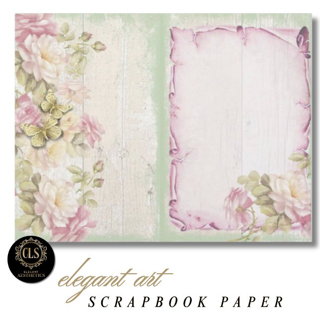 Vintage Floral Ephemera #3 Scrapbook Paper  (Decoupage Paper – Vintage Floral Ephemera 3)